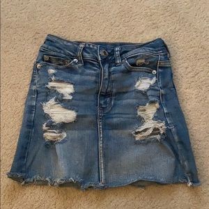 High waisted jean skirt